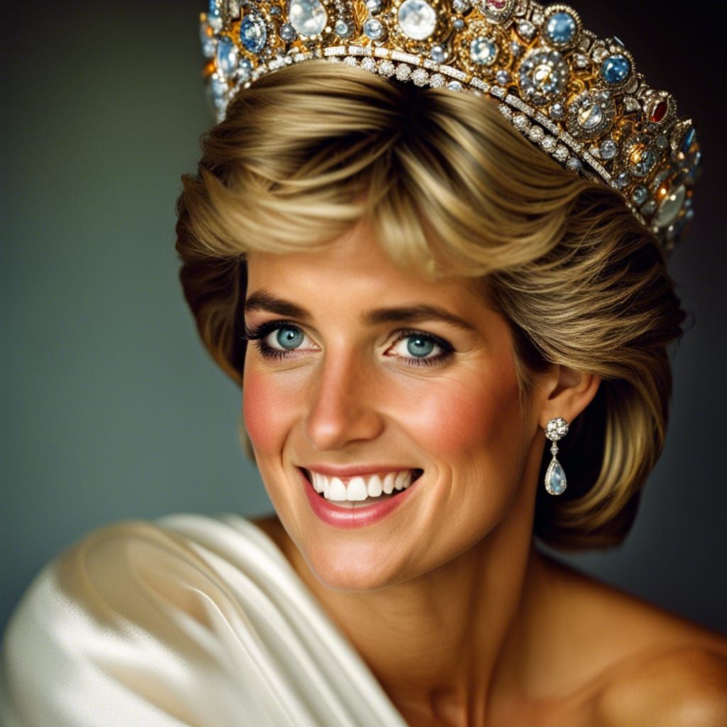 Elegant Portrait of Princess Diana with Crown