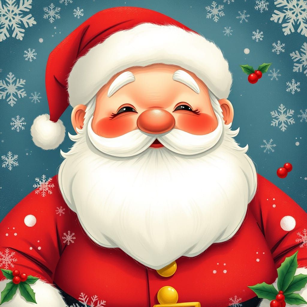 Whimsical Santa Claus in Kawaii Style