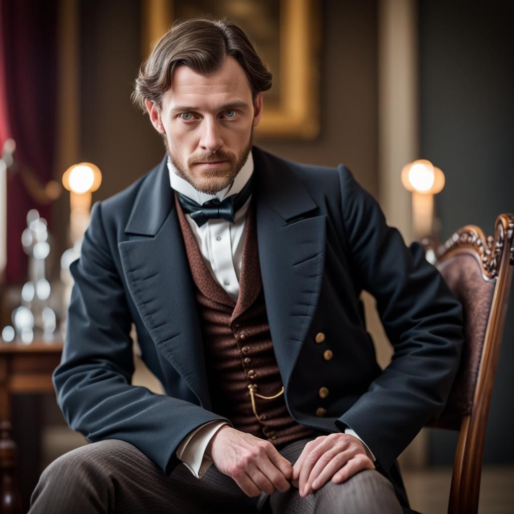 Victorian Man Portrait with Natural Bokeh