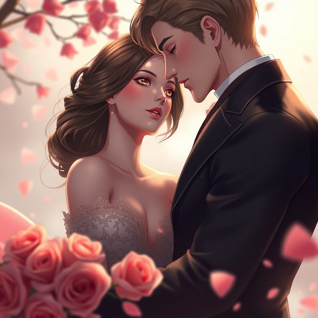 Romantic Anime Scene of a Beautiful Couple