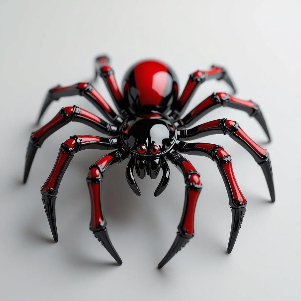 Red and Black Spider Brooch in Gothic Elegance Style