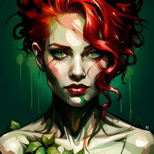 Poison Ivy Portrait in Textured Speedpaint Style