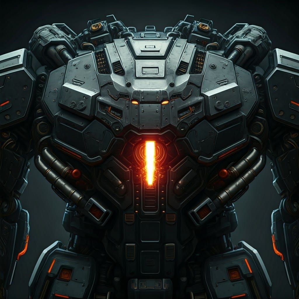 Cyberpunk Mech Suit Chest with Flamethrower and Gears