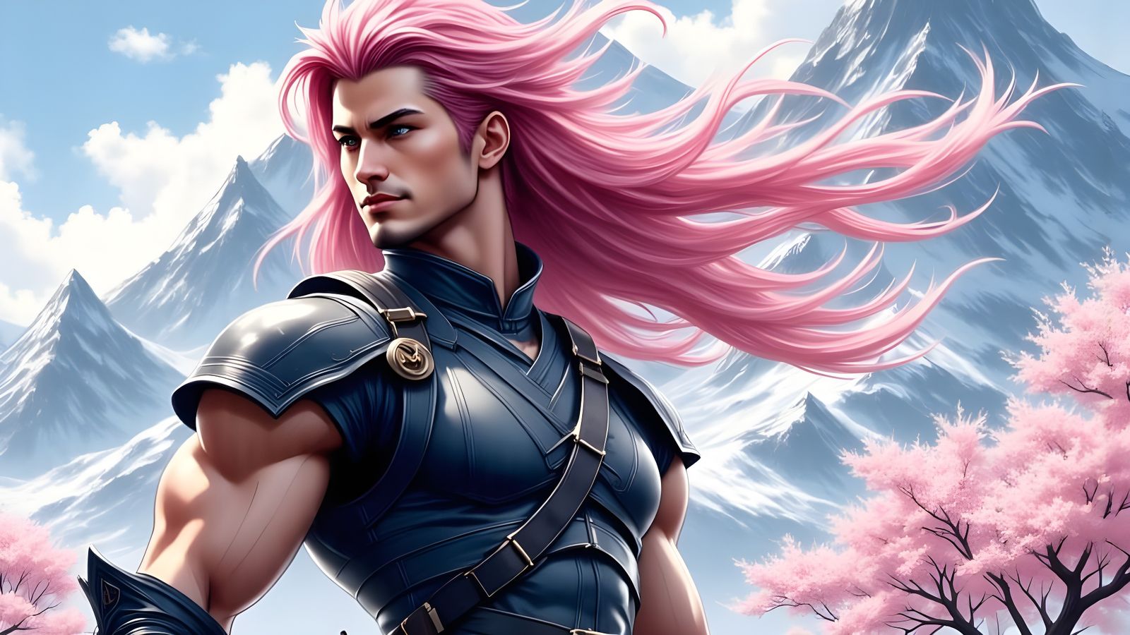 Mysterious Samurai Warrior on Snowy Mountain Peak