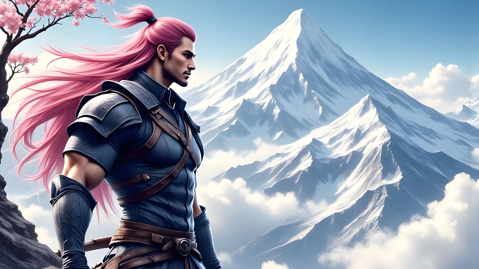 Mysterious Samurai Warrior in Snowy Japanese Landscape