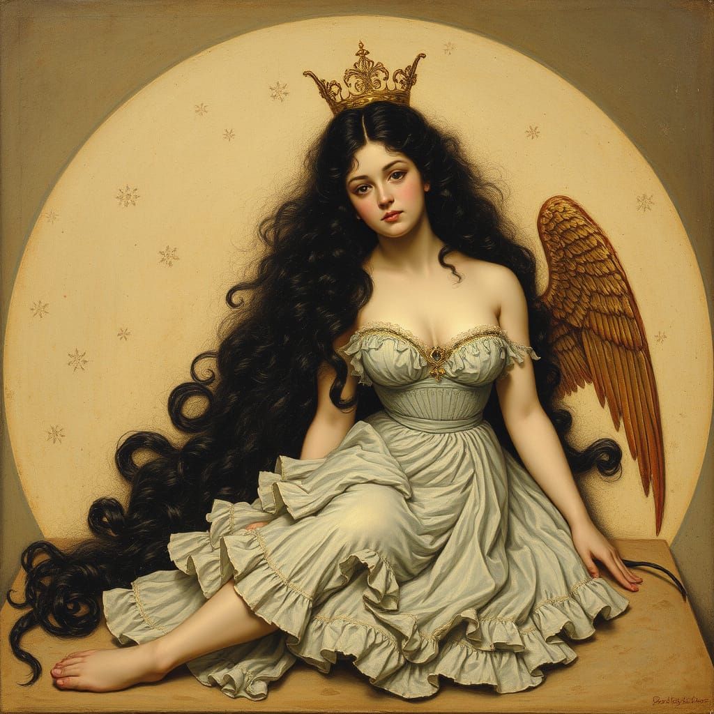 Allegorical Oil Painting in Pointillist Style