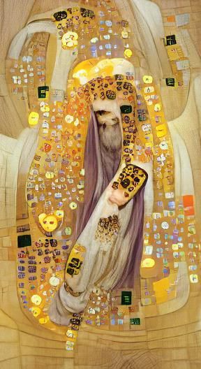 Saint Mary: Art Nouveau Portrait in Gold