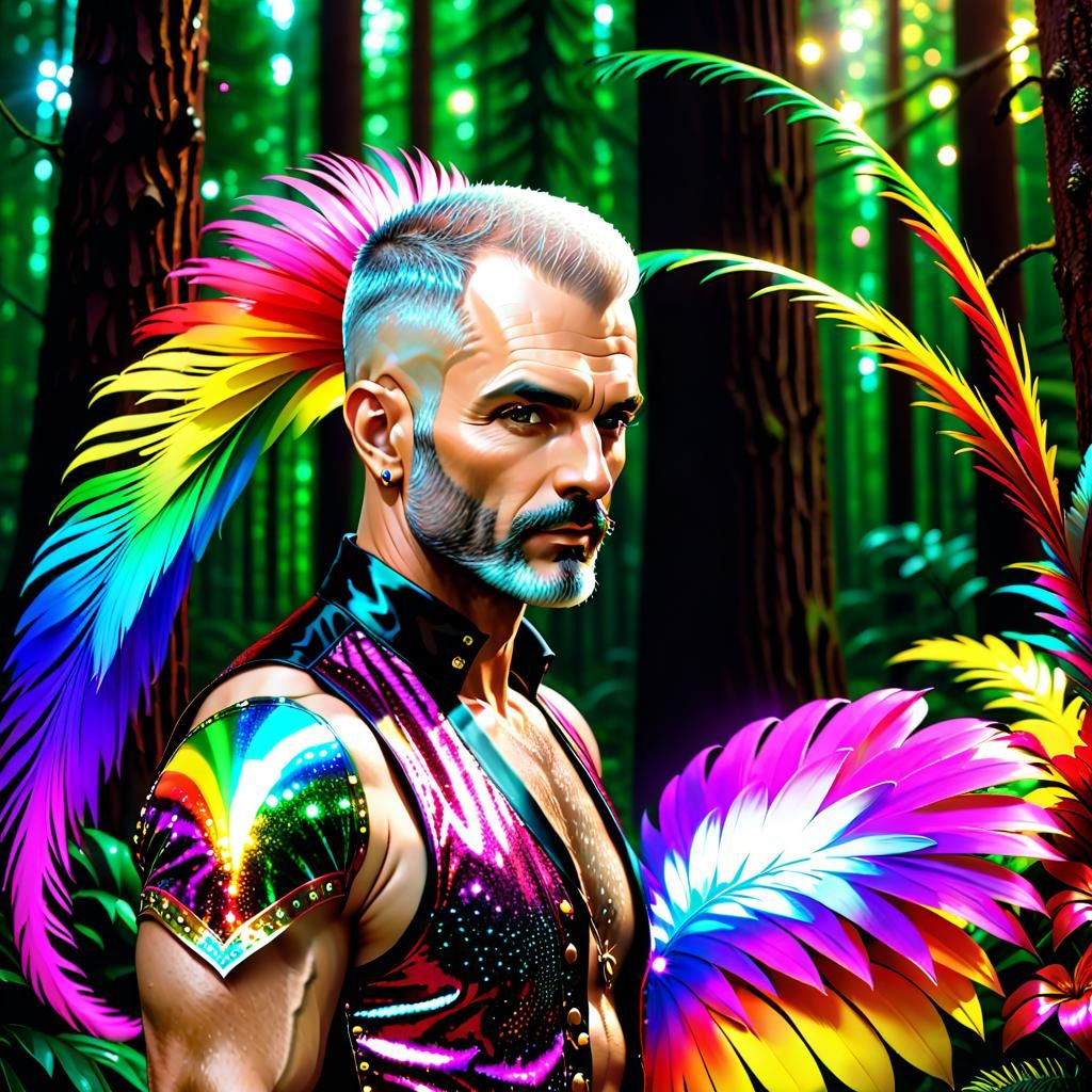 Handsome mature rainbow man