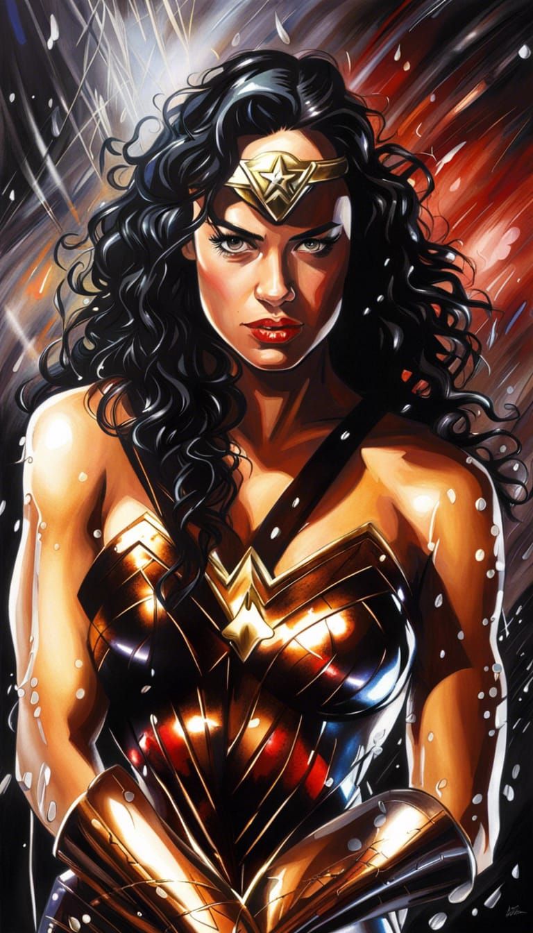 Wonder Woman Portrait in Alex Ross Comic Book Style
