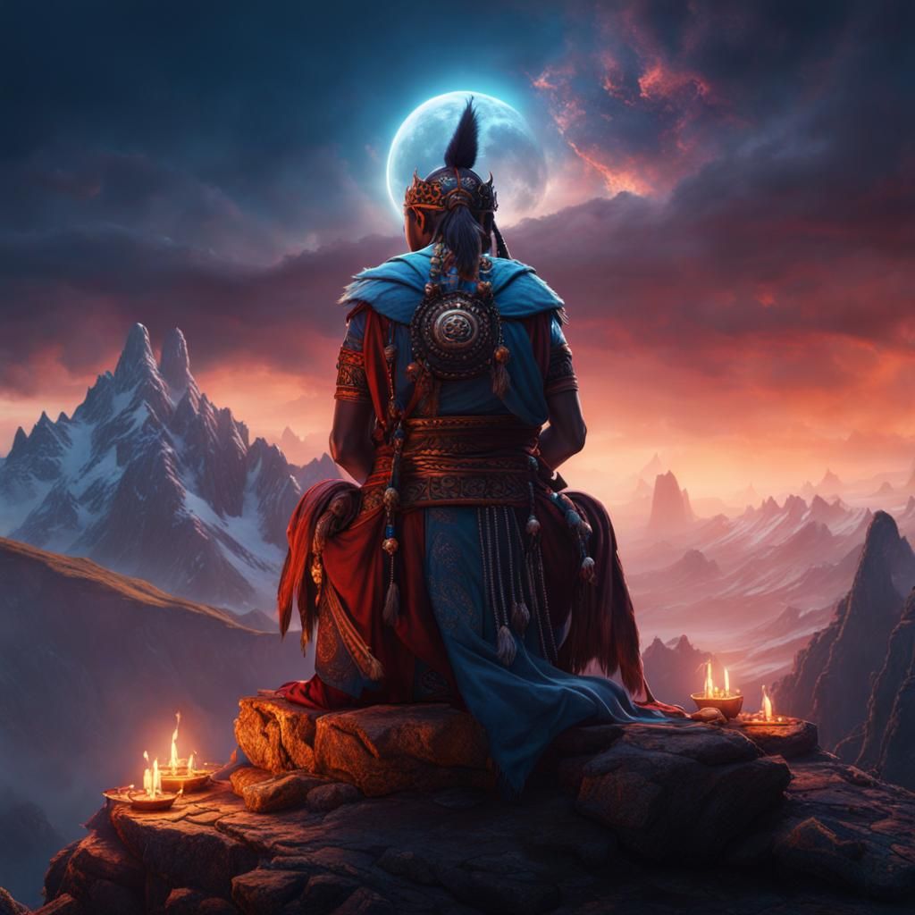 Kipchak Shaman Praying: Fantasy Concept Art