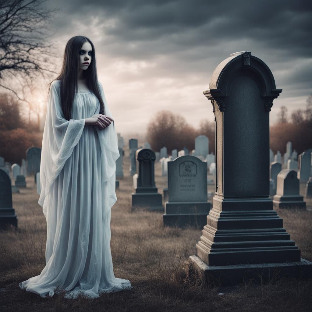 Ethereal Ghost Girl by Grave