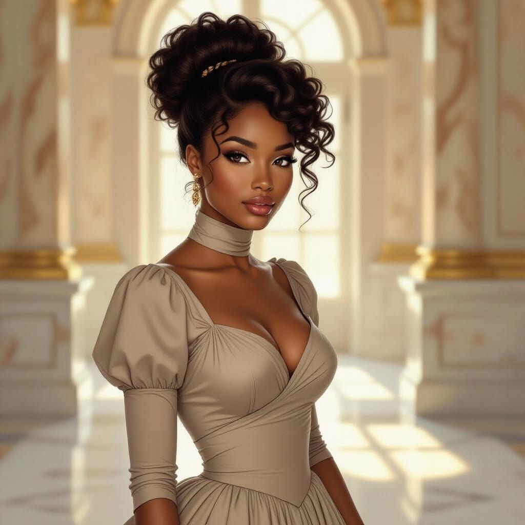 African-American Gibson Girl Oil Painting