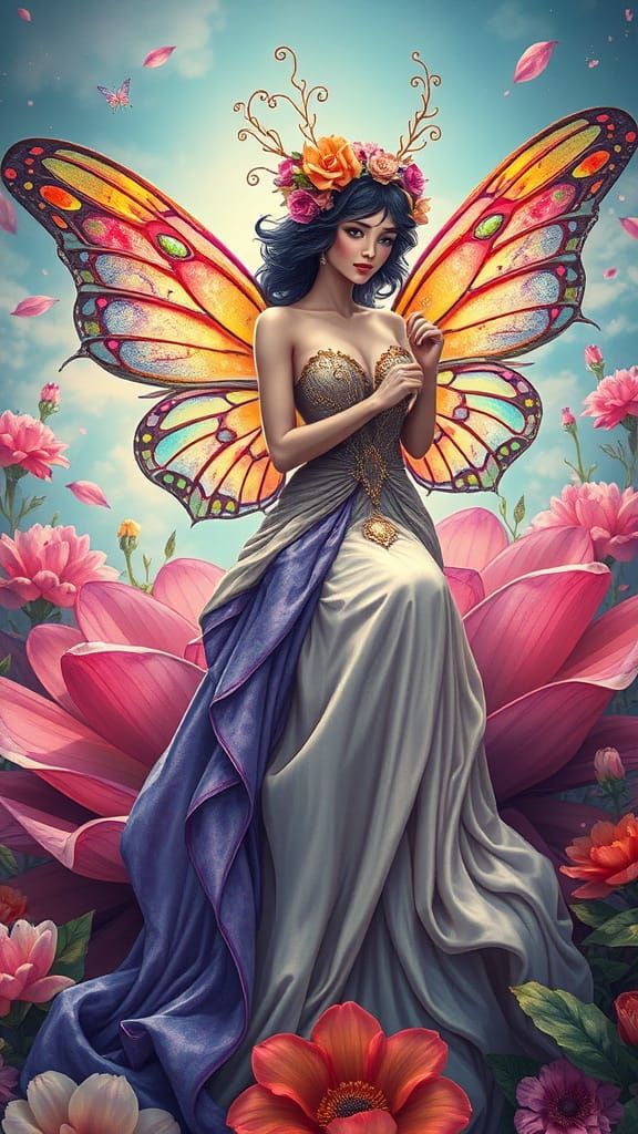 Ethereal Fantasy Woman with Butterfly Wings
