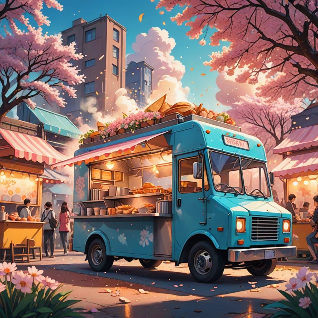 Retro Anime Food Truck at Spring Festival