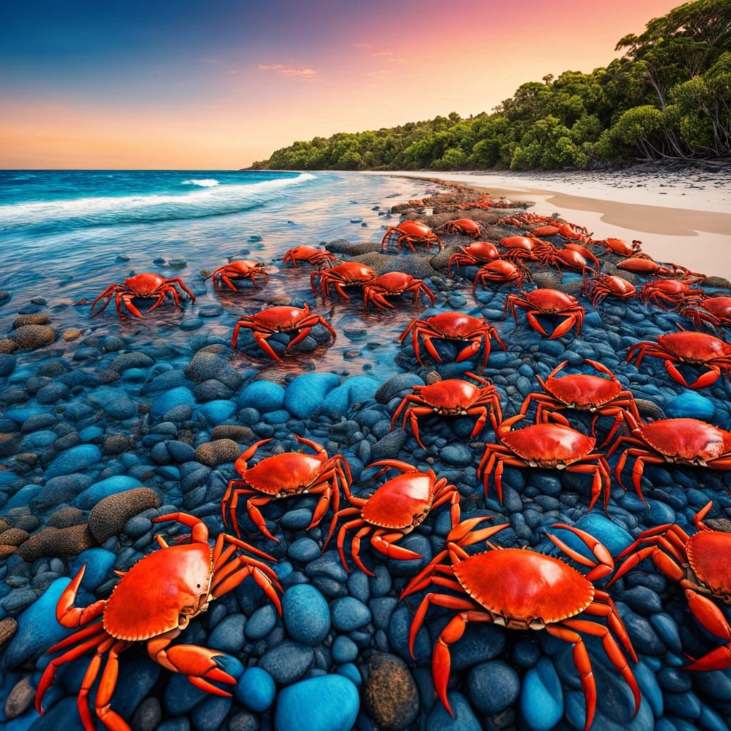 Christmas Island crab spawning