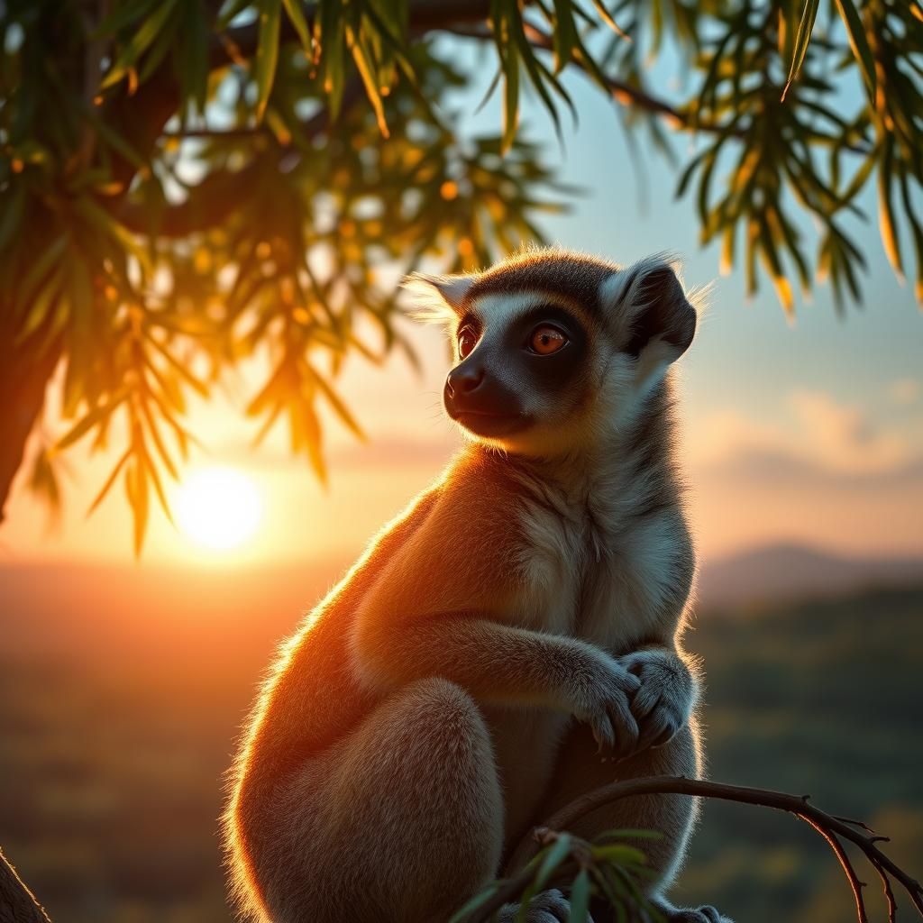 Lemur Portrait in Madagascar Landscape