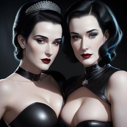 Two Women in Black Leather Gowns: Portrait Photography