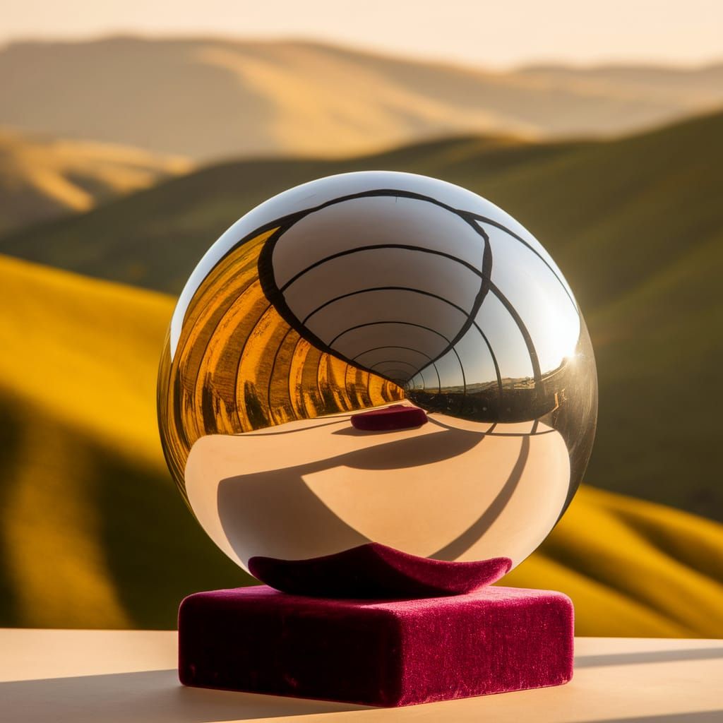 Chrome Reflections of a Golden Landscape