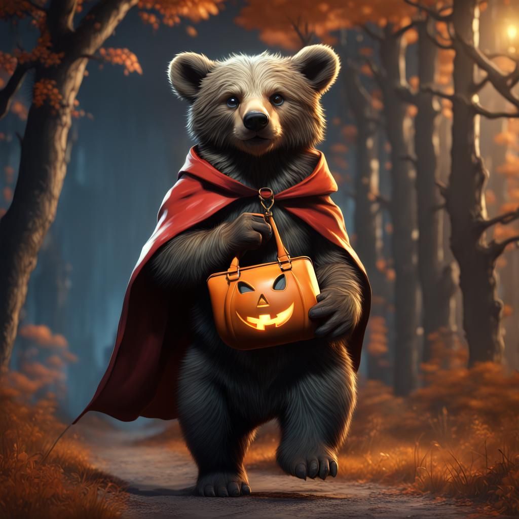 Bear Cub Halloween: Detailed Matte Painting