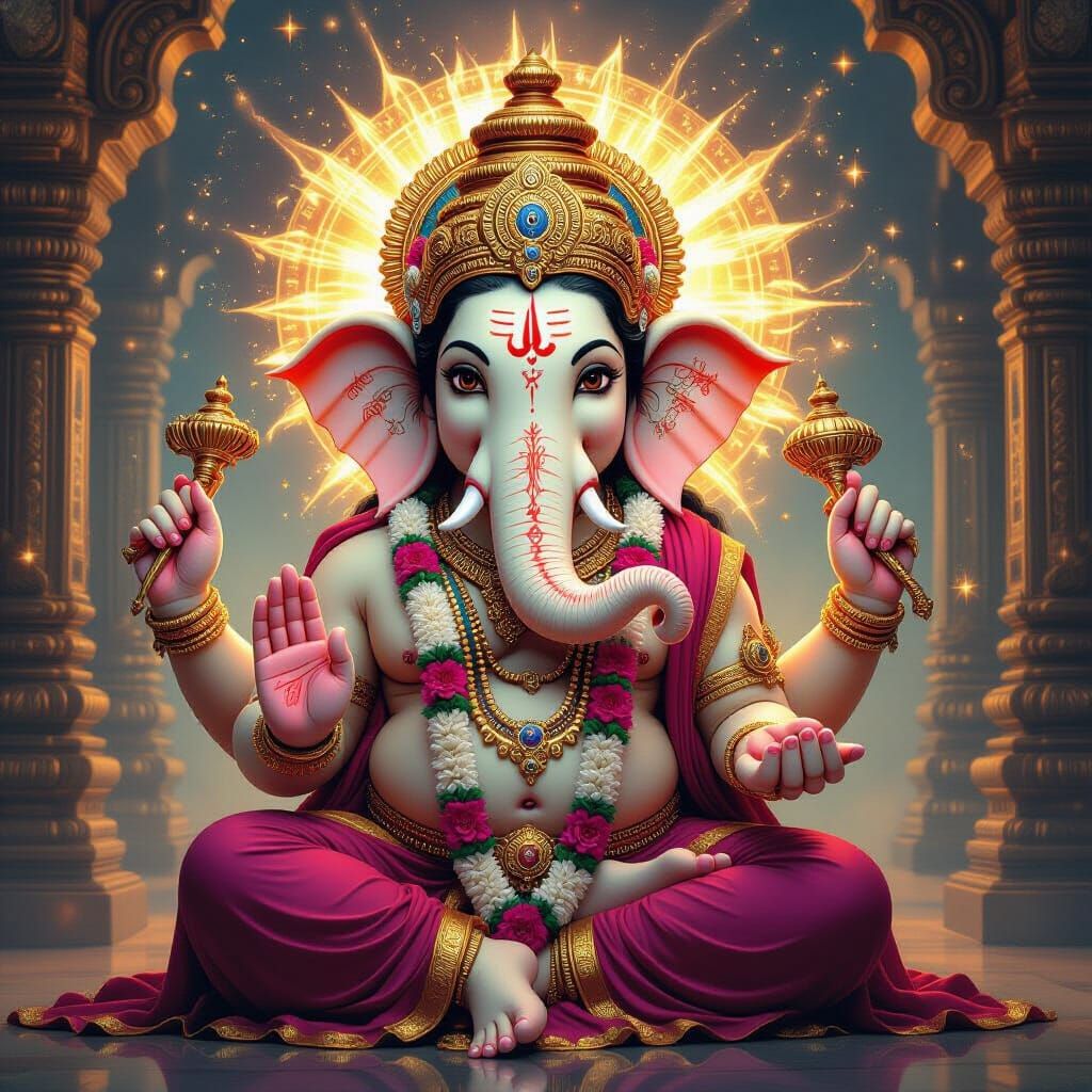 Ganesha Formed from Hindu Gods in Digital Art Style