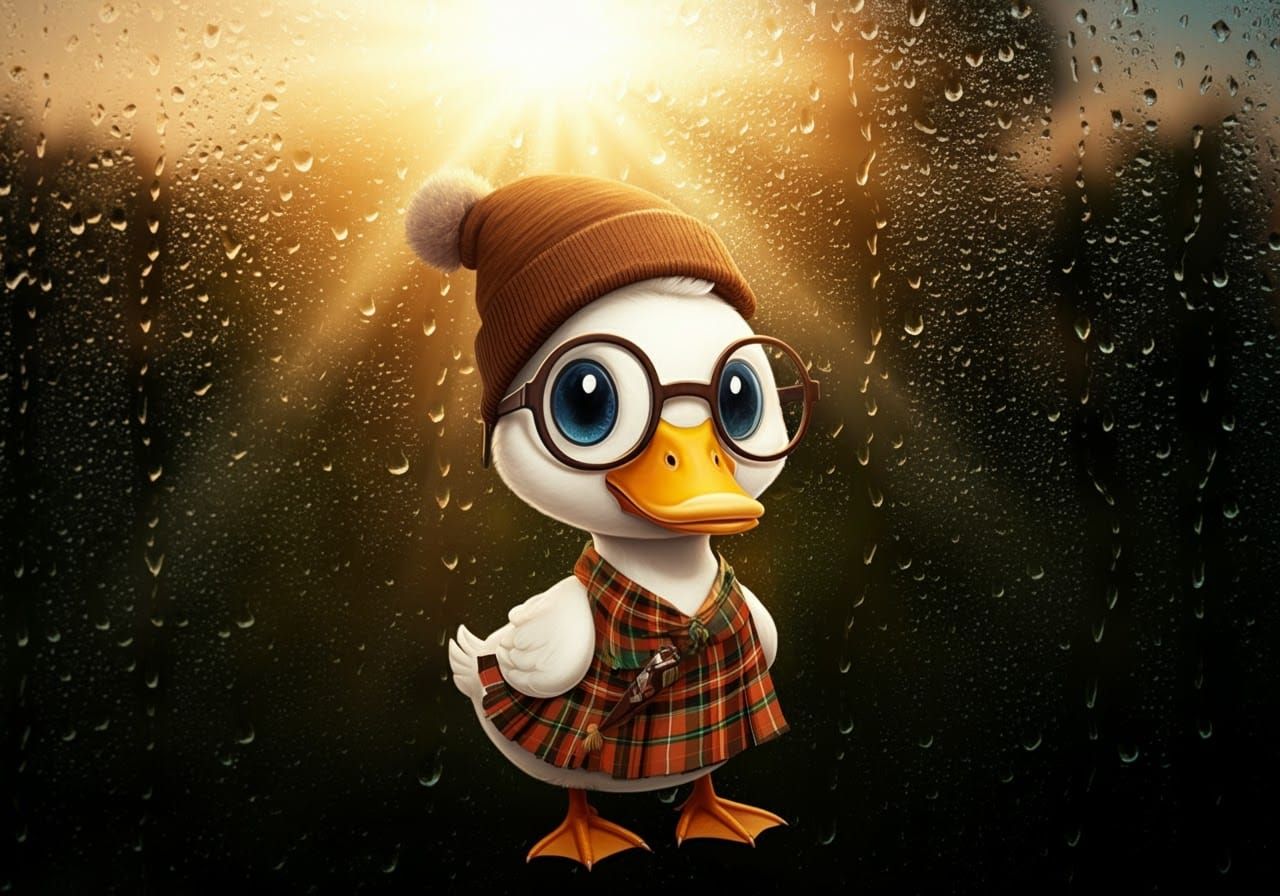 Anthropomorphic Duck in Kilt with Acrylic Effects