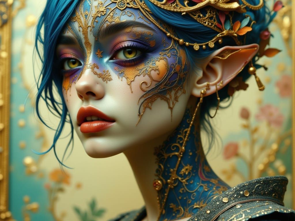 Elegant Alien Portrait in Art Nouveau Style