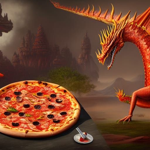 Fantastical Pizza Dragon Concept Art