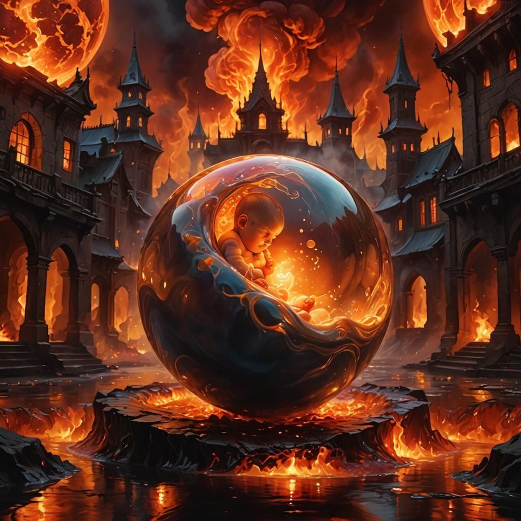 Baby in Womb: Magical Realism Watercolor