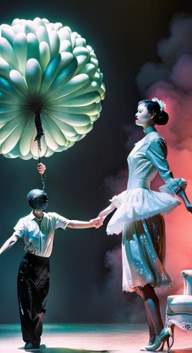 Tall Asian Lady and Chrysanthemum Guy Dancing