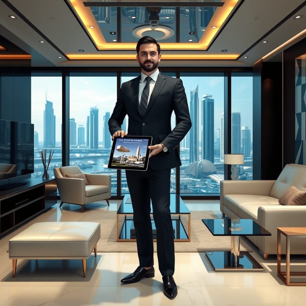 Confident Businessman in Luxurious Dubai Office