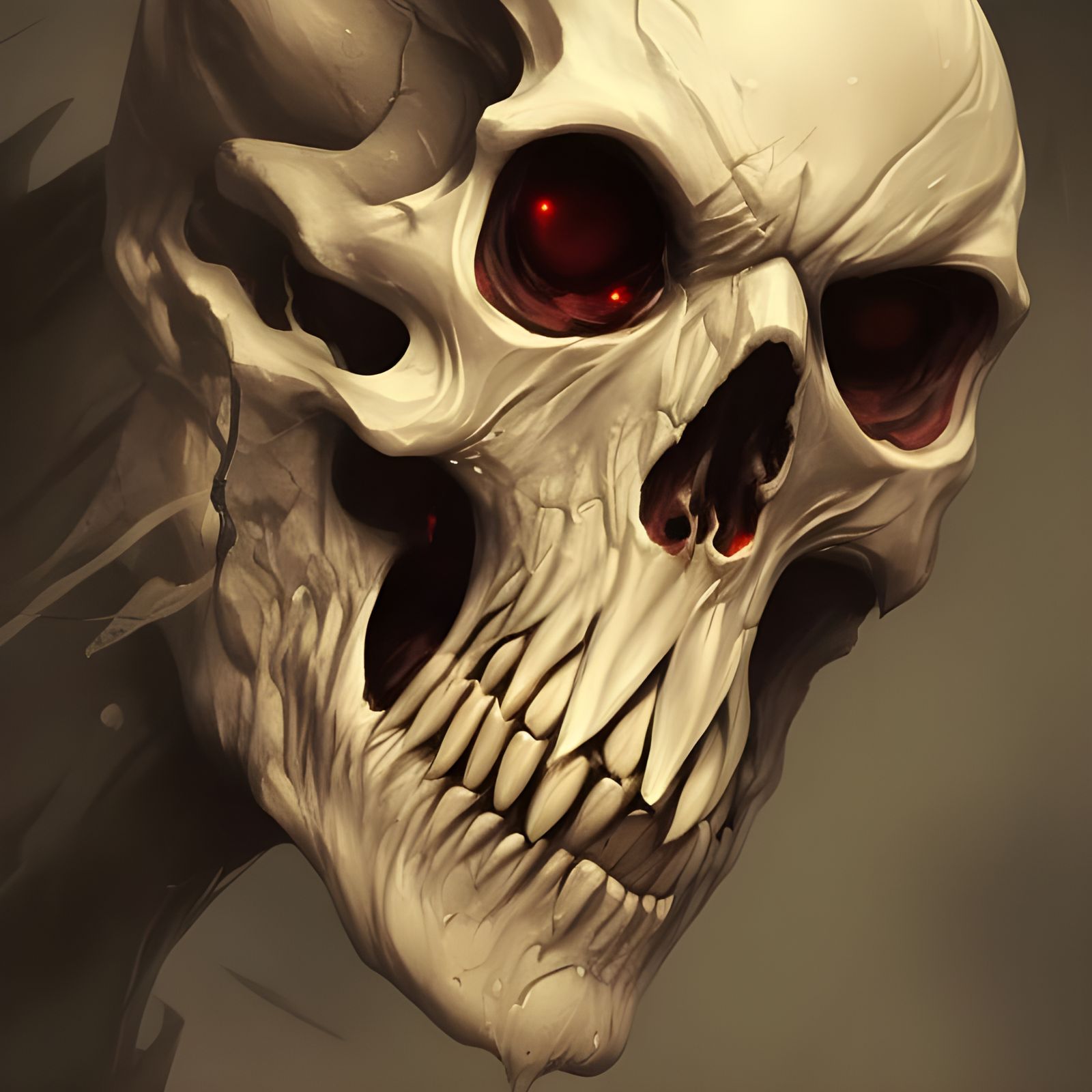 Scary Demon Skull head and shoulders portrait, 8k resolution concept art portrait by Greg Rutkowski, Artgerm, WLOP, Alph...