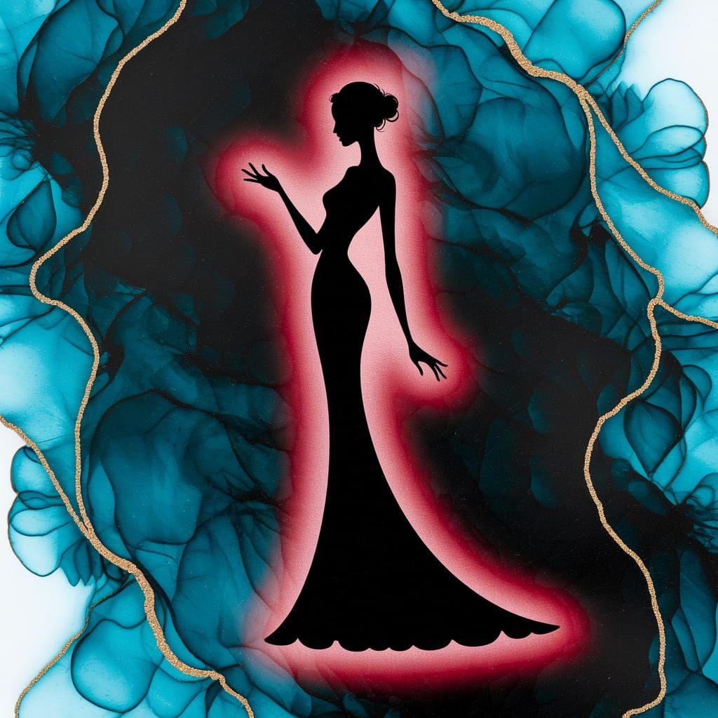 Graceful Woman Silhouette in Shadow Art Style