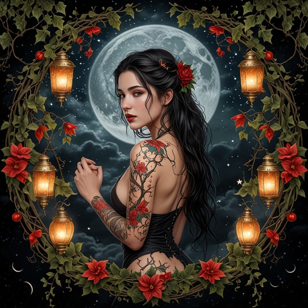 Enchanting Woman in Whimsical Garden Setting