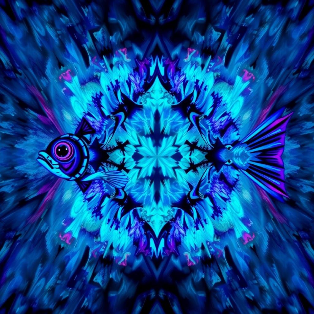 Rorschach Fish in Futuristic, Expressive Style