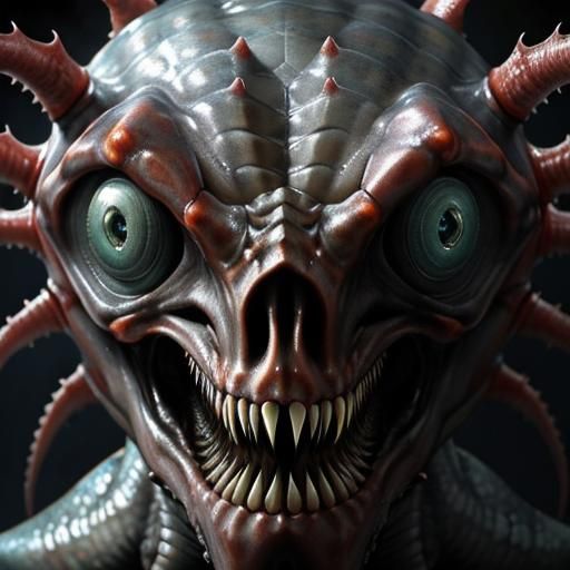 Gigantic Eye of Underwater Demon, Photorealistic Horror