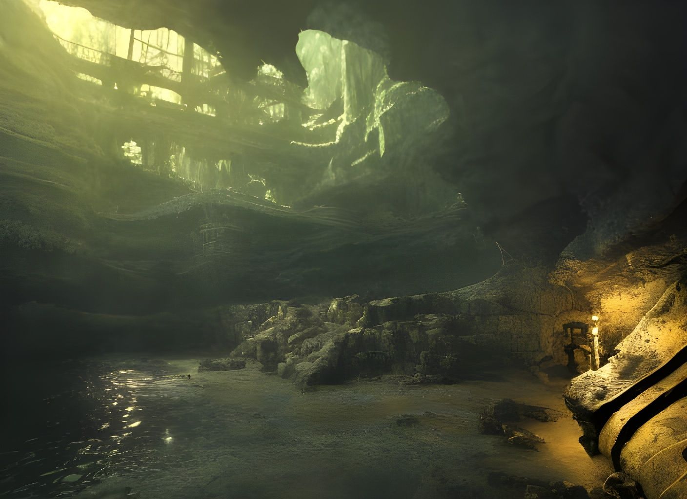 Ominous Ancient Pirate Cave in Photorealistic Style