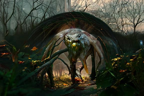 Sinister Rat Creature in Autumn Forest