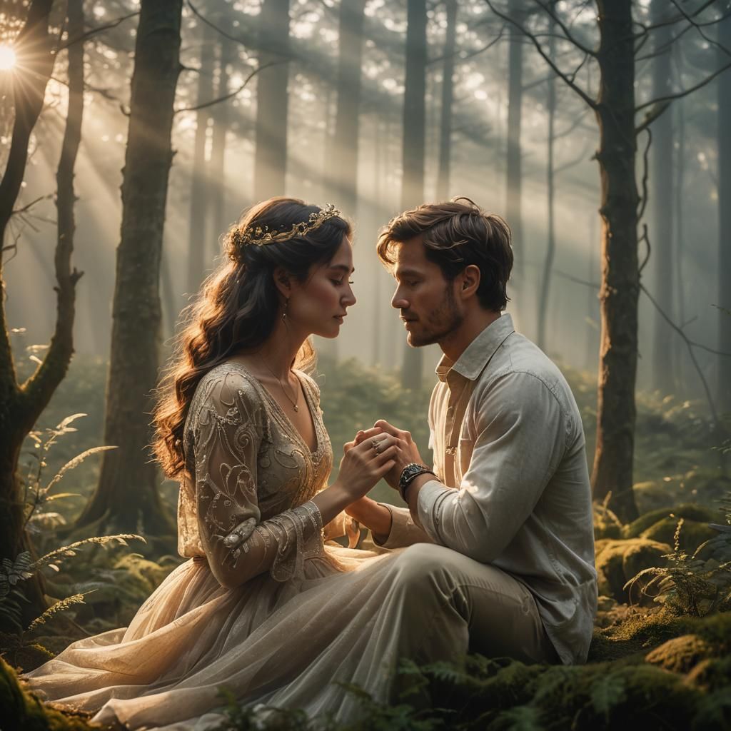 Romantic Forest Proposal at Golden Hour