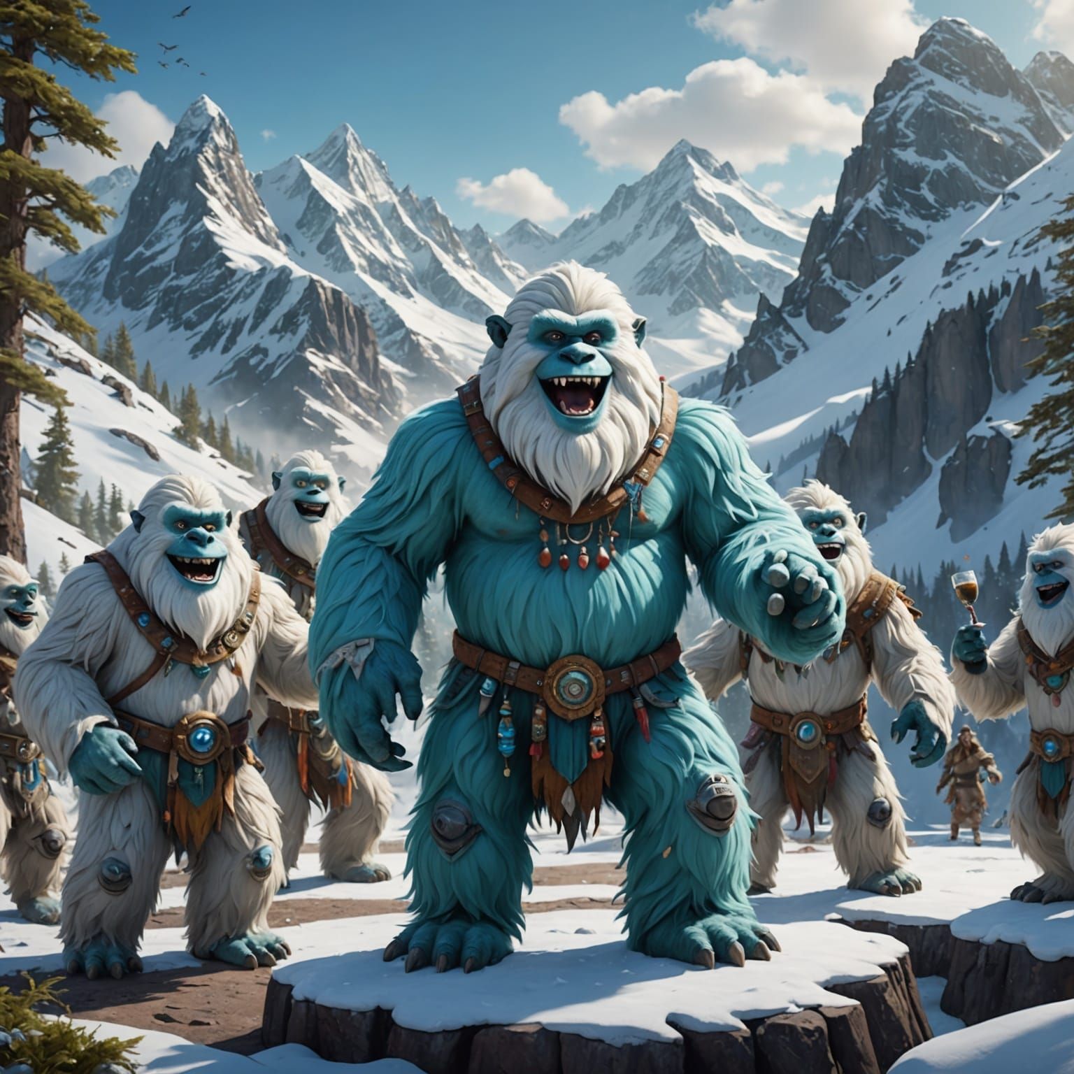 Yeti Dance Party in the Mountains: Digital Matte Painting