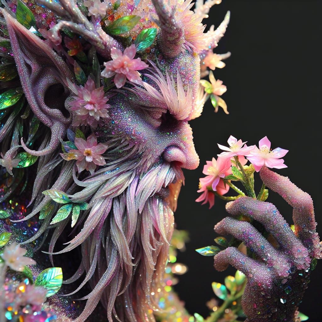Crystal Norse Deity Smelling Flowers