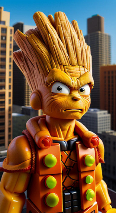 Cyberpunk Groot Dragonball Z Meets Bart Simpson in a Futuris...