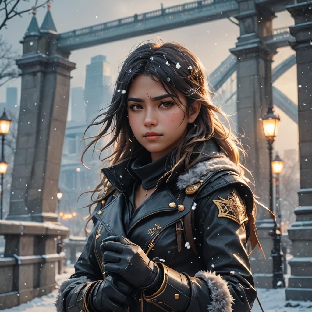 Anime-Inspired 3D Portrait in Leather and Royal Regalia