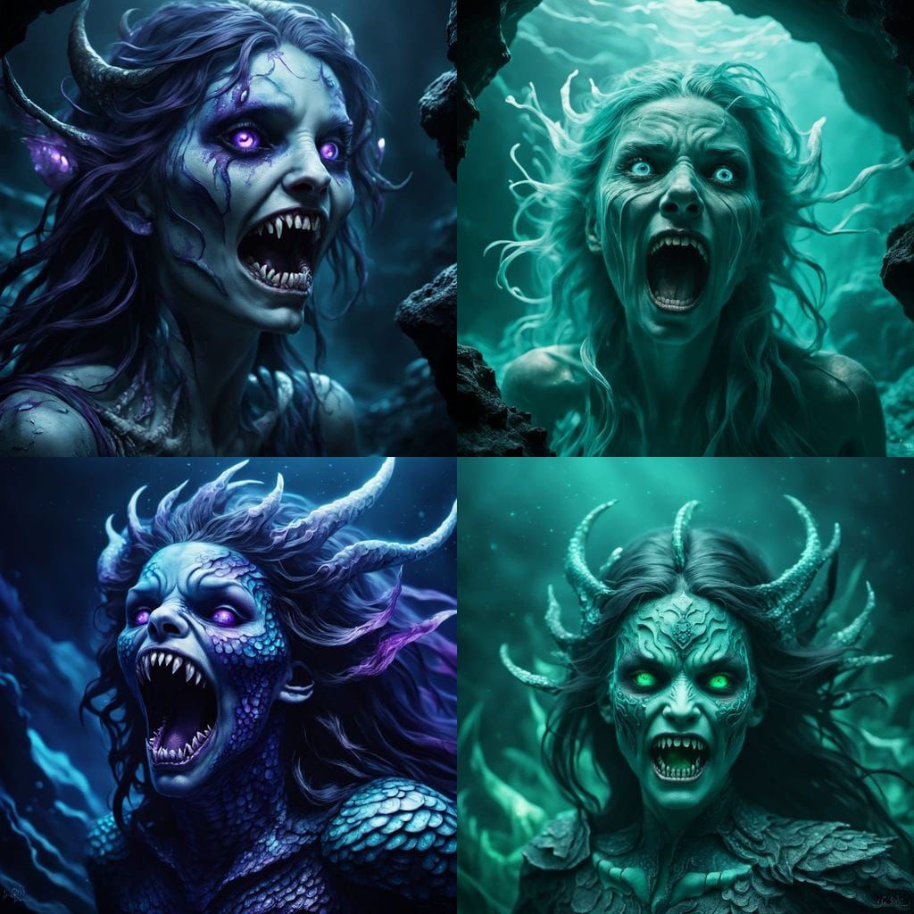 A Scary Siren in Dark Fantasy Style