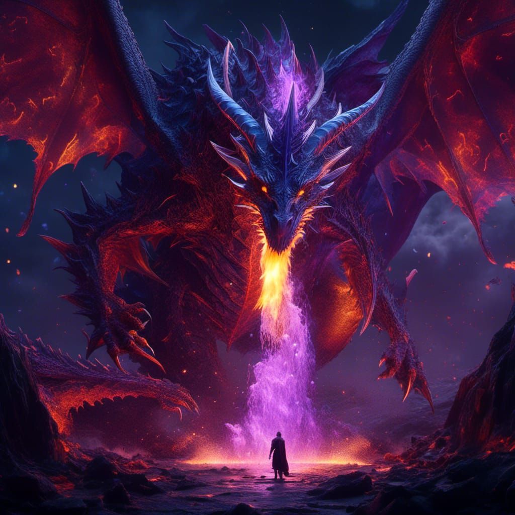 Fire and Ice Dragons in Dark Fantasy Style