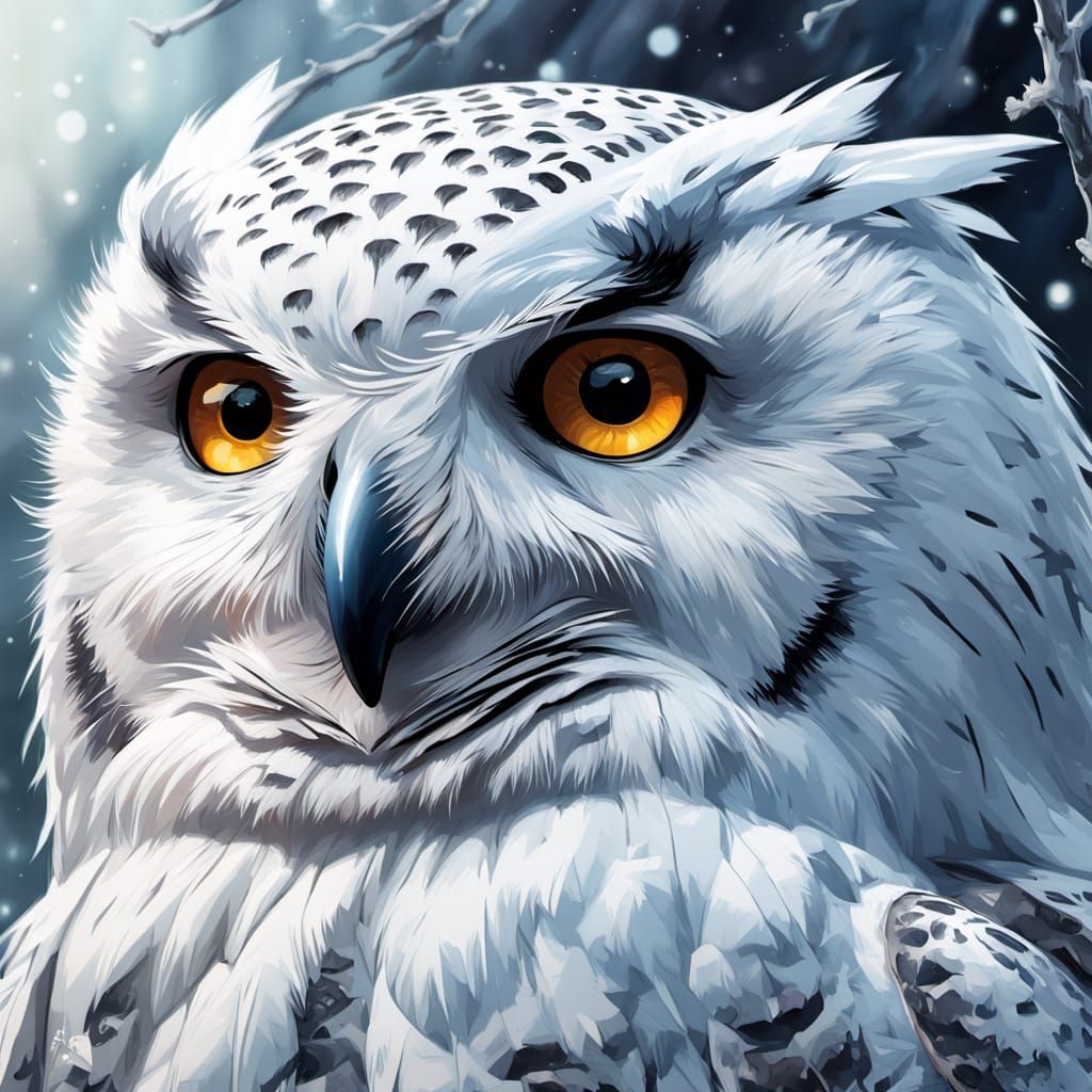 Whimsical Frosty Fantasy: Snowy Owl in Pastel Paradise