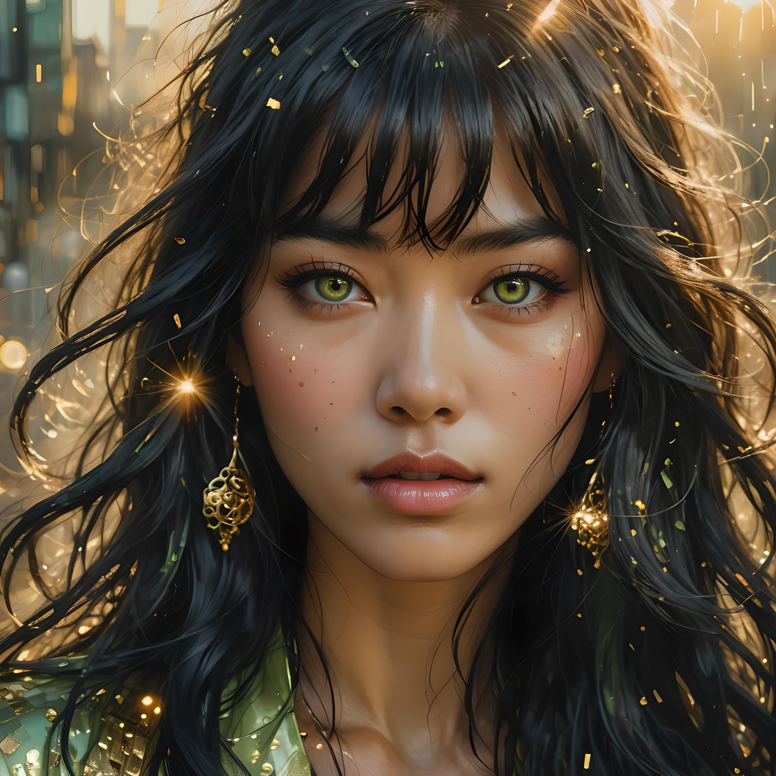 Gorgeous Asian Model Portrait in Matte Painting Style