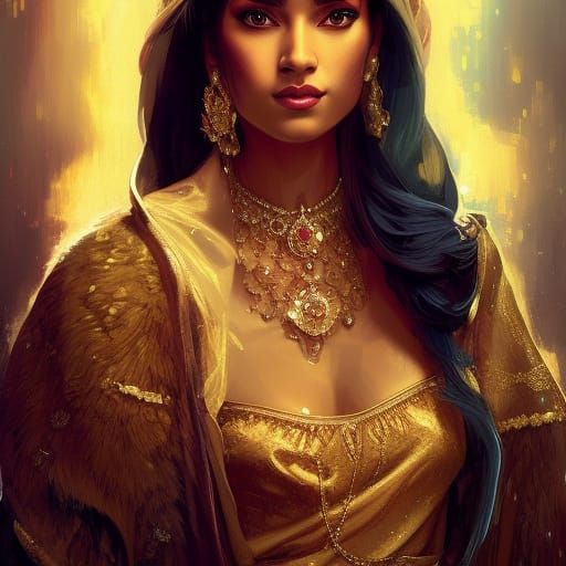 Princess Jasmine in Furs: Comic Book Art Portrait