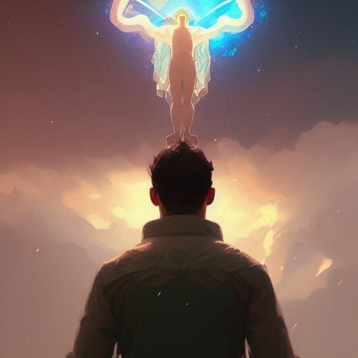Man Holds Up Sky: Hyperdetailed Astral Portrait