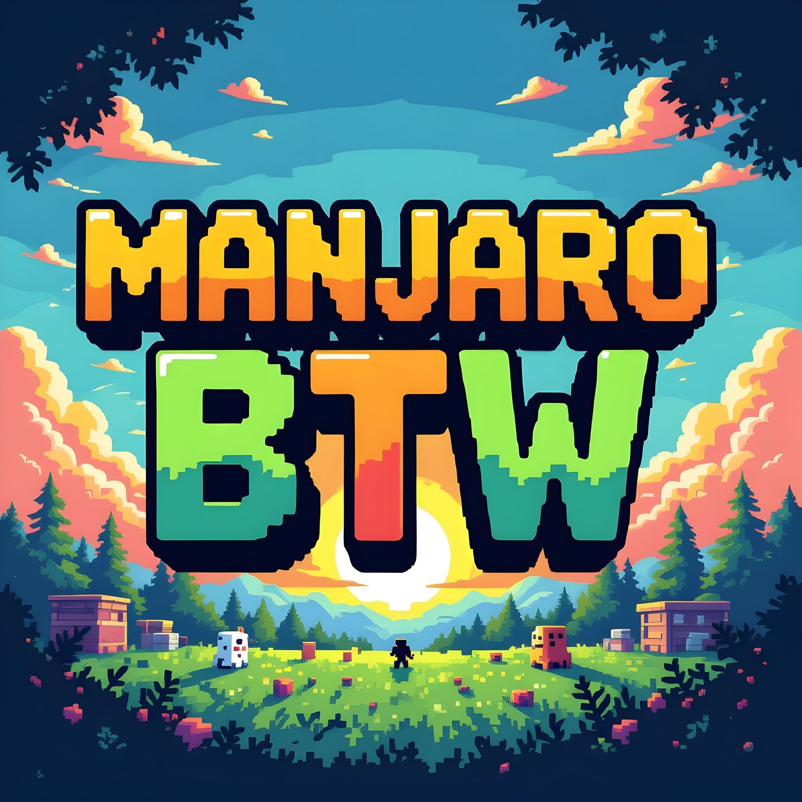 Manjaro Linux in Vibrant Pixel-Art Style