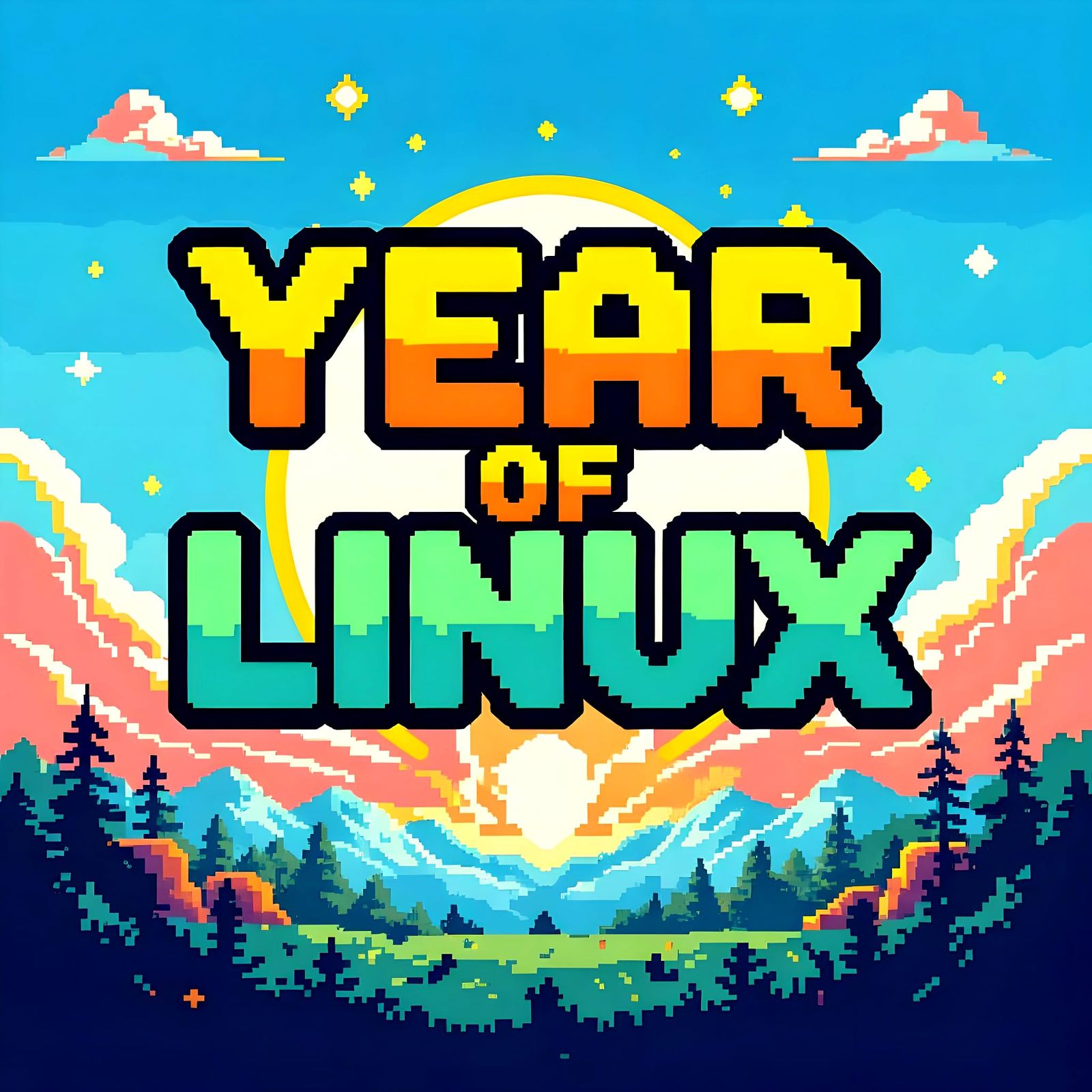 Manjaro Linux Pixel-Art in 8-bit Style